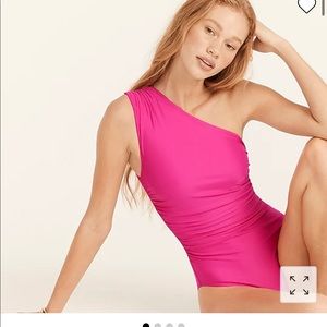 Brand New with Tags J. Crew one shoulder long torso swimsuit in fuchsia